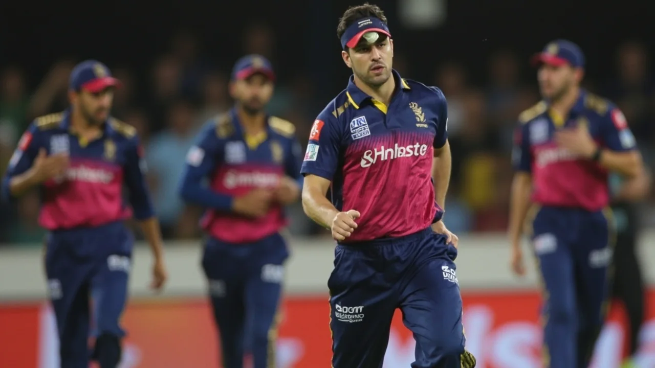 Tight sideline frame of a batter in mid-shot during a limited-overs fixture