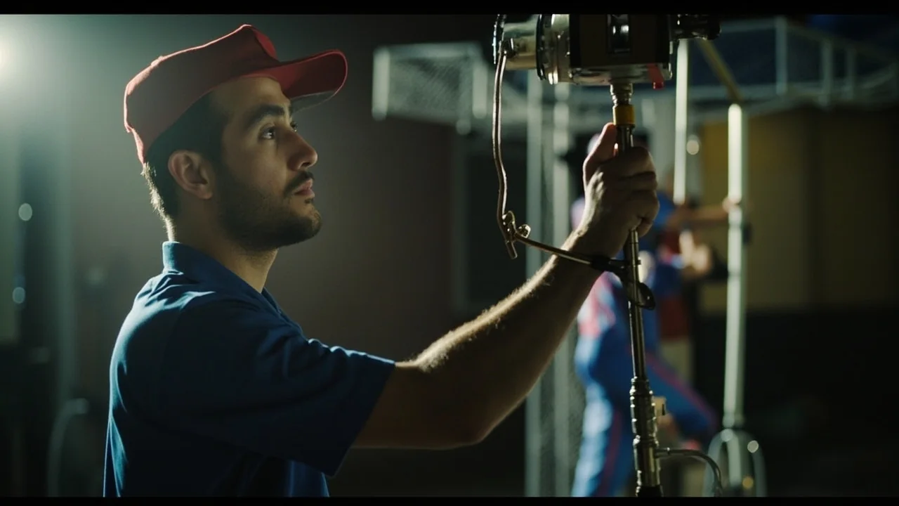 Medium editorial frame of bowlers running through their marks at a practice facility, used as the second editorial figure in the retrospective on the 2026 IPL squad reset